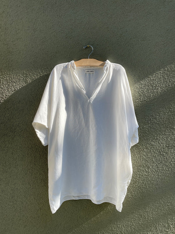 OCTOBER SAMPLE SALE Short Gaines Dress - White Linen