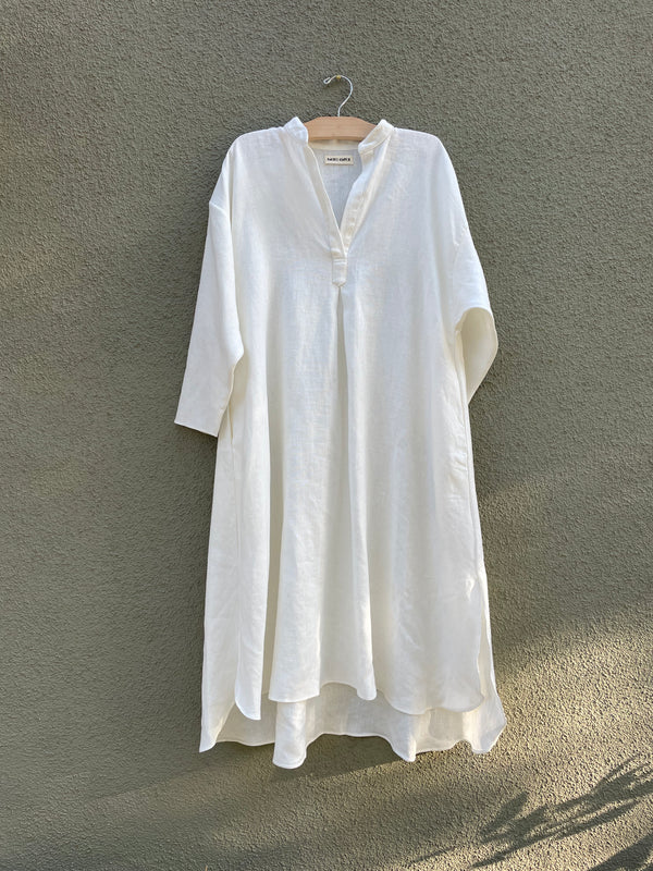 OCTOBER SAMPLE SALE - Temple dress- White Linen