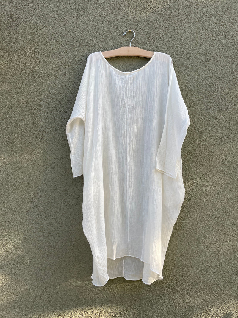 OCTOBER SAMPLE SALE - Edie beach cover up- White Gauze